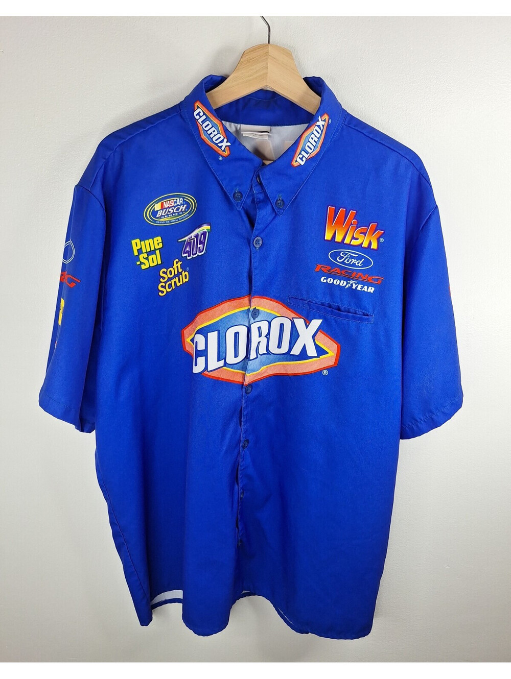 Robert Pressley #47 Clorox NASCAR Busch Series Crew Shirt Size 2XL Vintage 2000s